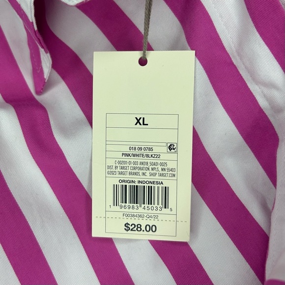 NWT A New Day Pink And White Button Up 100% Cotton Striped Shirt Dress Size XL - Picture 6 of 9